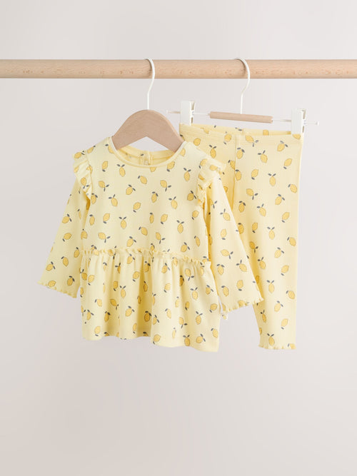 Dsiney Kidz - Yellow Lemon Baby Long Sleeve Frill Top And Leggings Set (0mths-2yrs) image 1