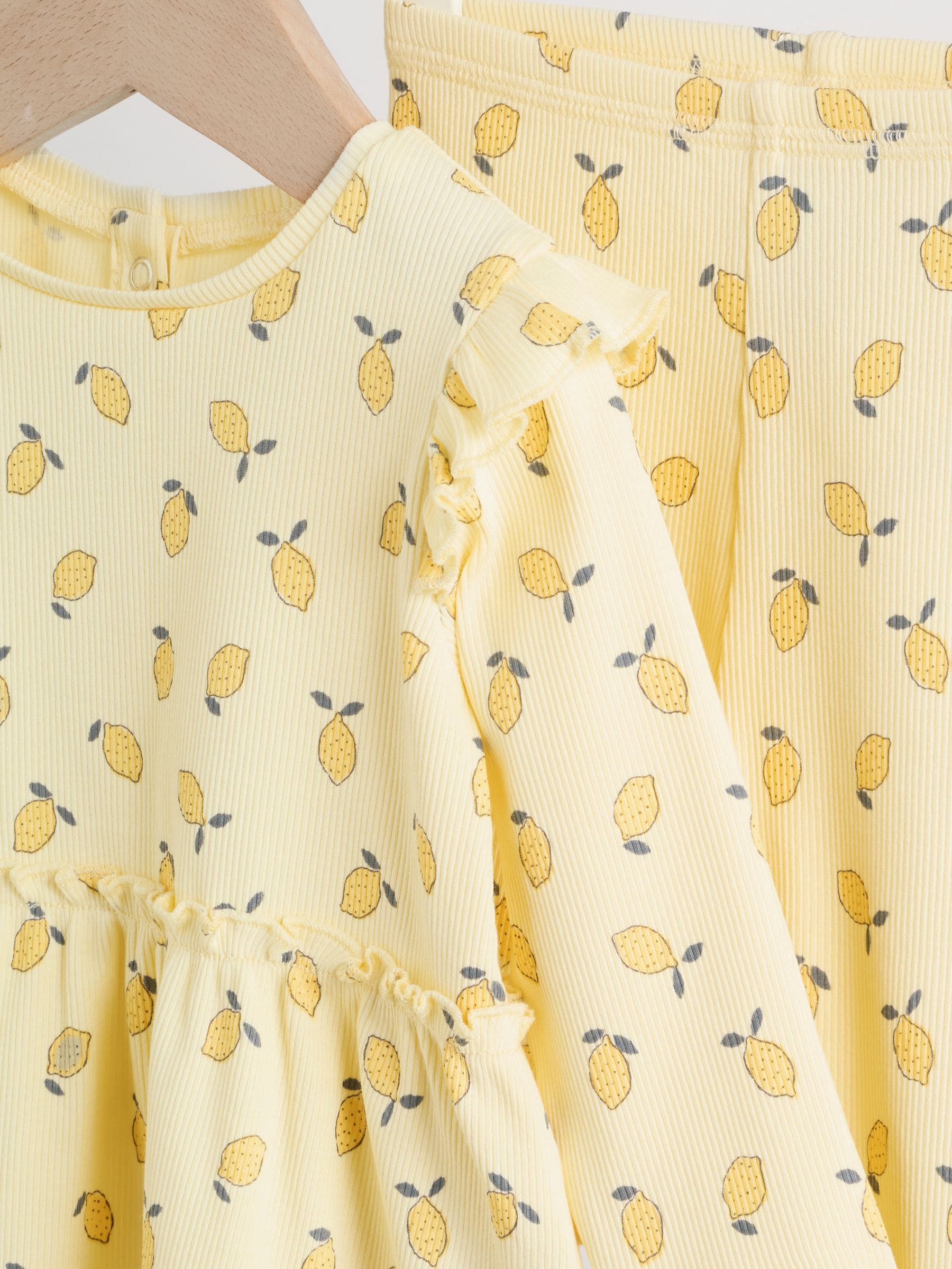 Yellow Lemon Baby Long Sleeve Frill Top And Leggings Set (0mths-2yrs) image 6