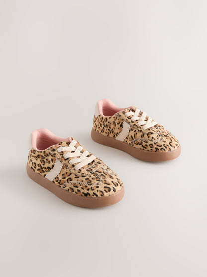 Brown Animal Print Elastic Lace Retro Trainers image 1