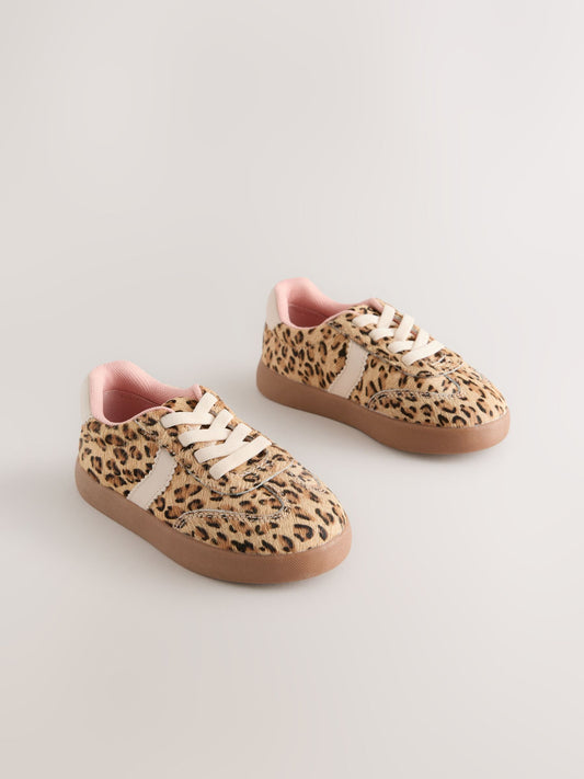 Brown Animal Print Elastic Lace Retro Trainers image 2