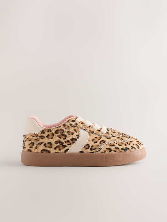 Brown Animal Print Elastic Lace Retro Trainers image 2