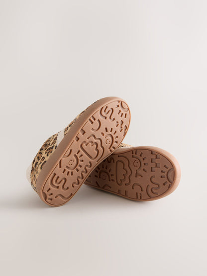 Brown Animal Print Elastic Lace Retro Trainers image 3