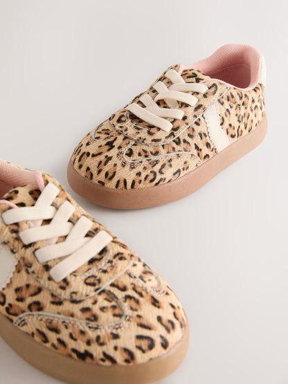 Brown Animal Print Elastic Lace Retro Trainers image 5