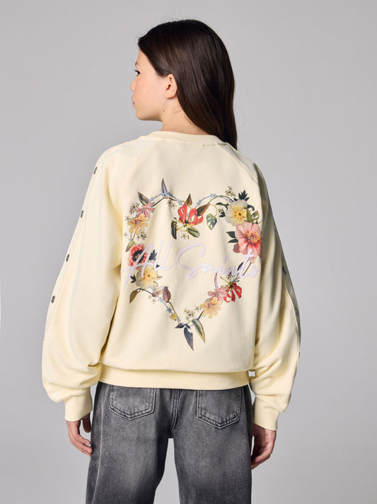 smALLSAINTS Light Yellow Cygni Side Poppers Oversized Sweatshirt - image 1