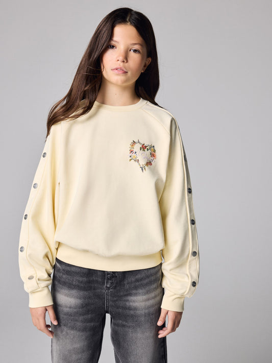 smALLSAINTS Light Yellow Cygni Side Poppers Oversized Sweatshirt - image 2