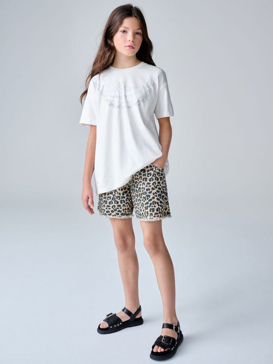 smALLSAINTS White Ruched Back Graphic Oversized Crew Neck T-Shirt - image 1