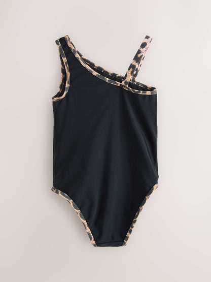 Dsiney Kidz - smALLSAINTS Black Tierra Logo Asymmetric Swimsuit image 2