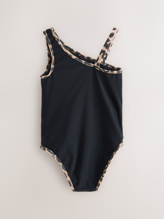 Dsiney Kidz - smALLSAINTS Black Tierra Logo Asymmetric Swimsuit image 2