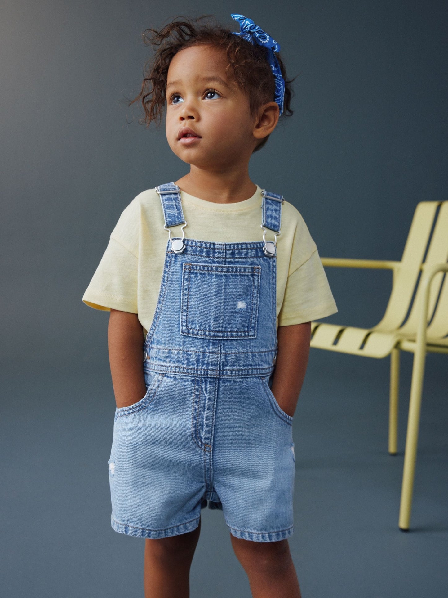 Mid Blue Plain Denim Dungarees (3mths-7yrs) image 1