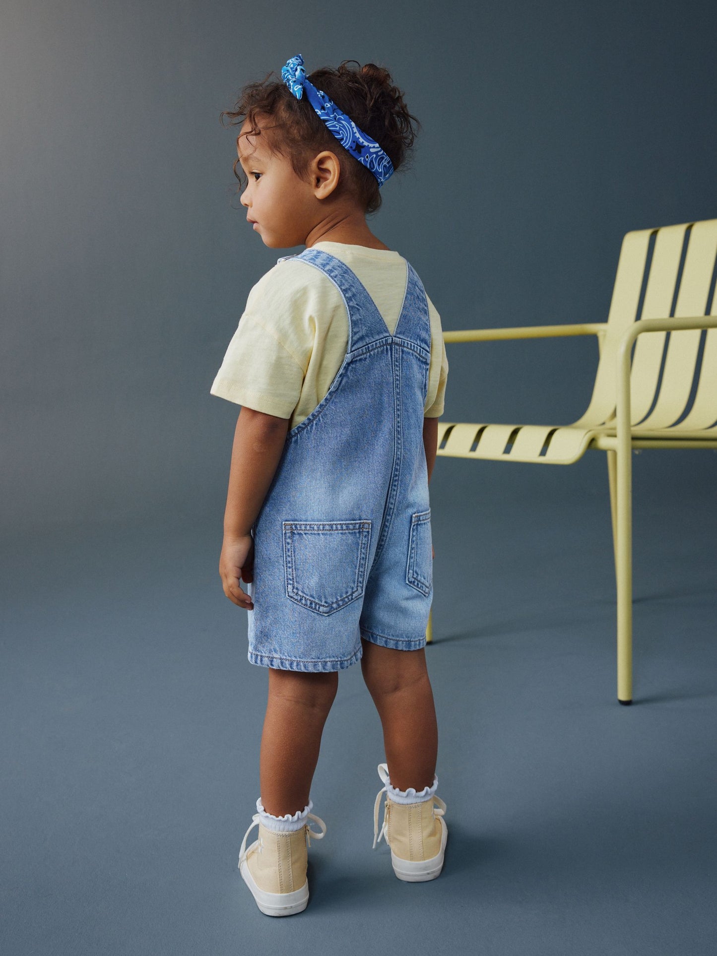 Mid Blue Plain Denim Dungarees (3mths-7yrs) image 3