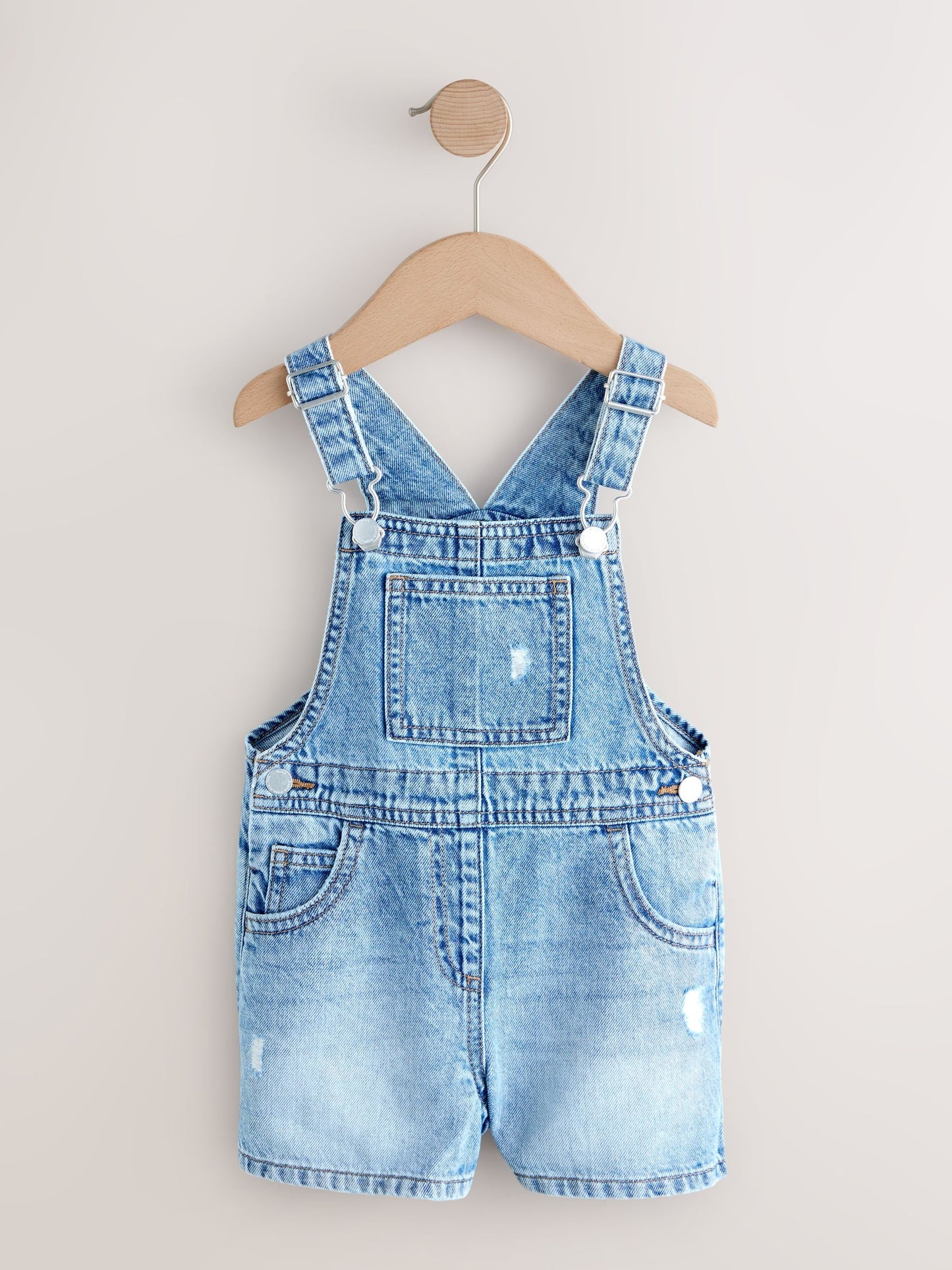 Mid Blue Plain Denim Dungarees (3mths-7yrs) image 4