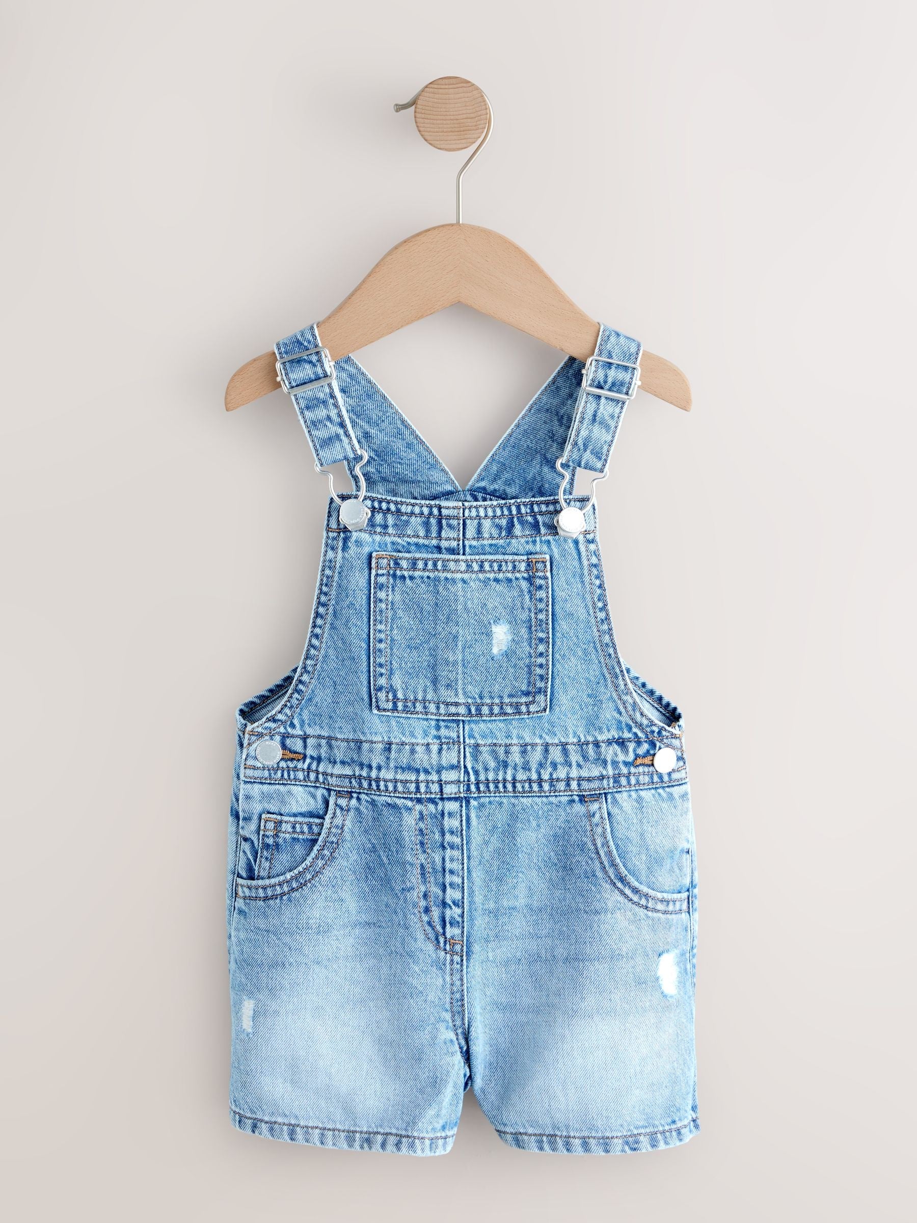 Mid Blue Plain Denim Dungarees (3mths-7yrs) image 4