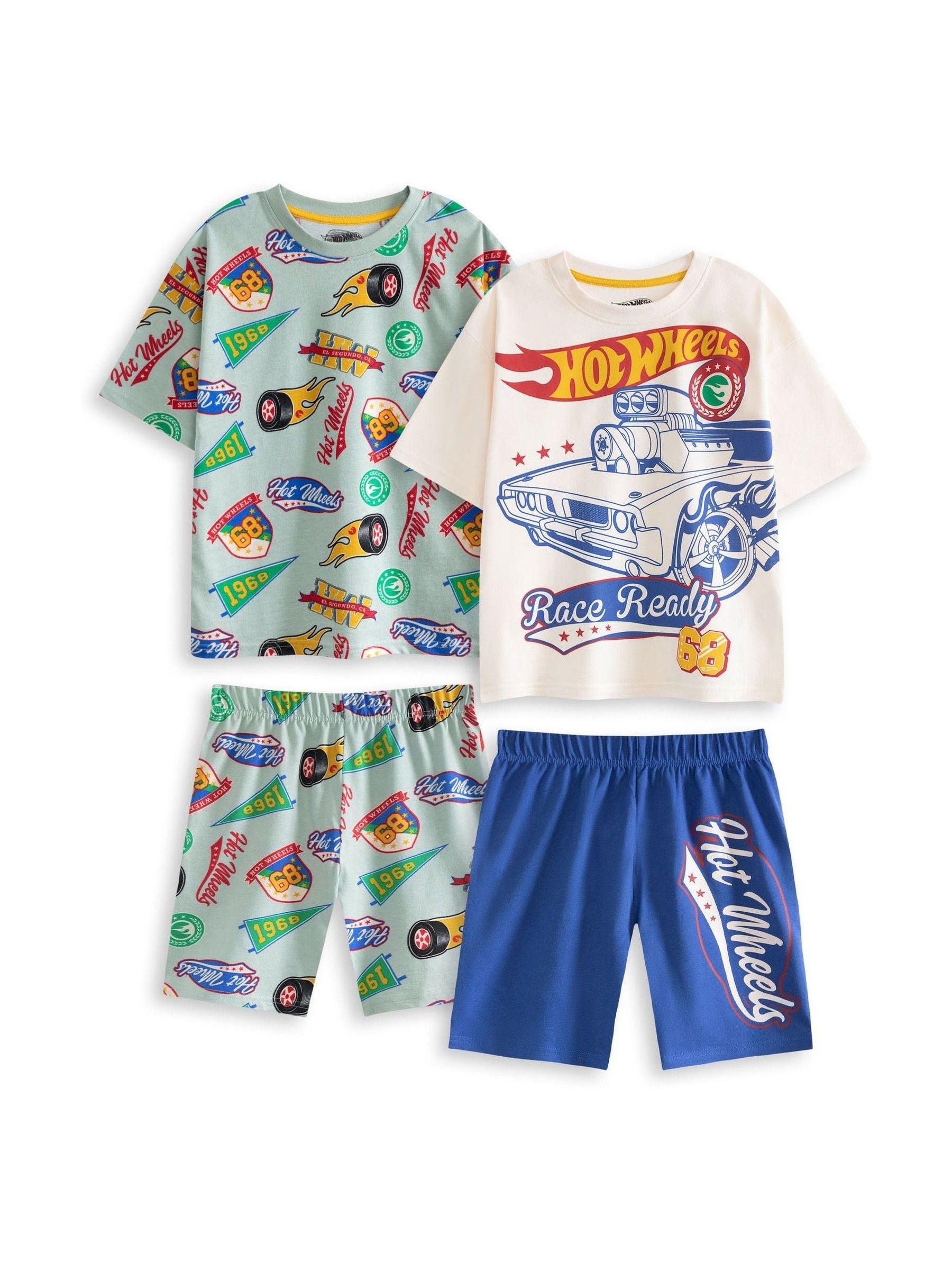 Dsiney Kidz - Vanilla Underground Green Boys 100% Cotton Hot Wheels Short Sleeve Short Leg Pyjamas Set Pack of 2 image 2