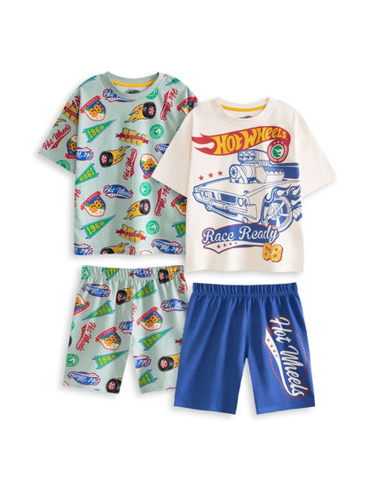 Dsiney Kidz - Vanilla Underground Green Boys 100% Cotton Hot Wheels Short Sleeve Short Leg Pyjamas Set Pack of 2 image 2