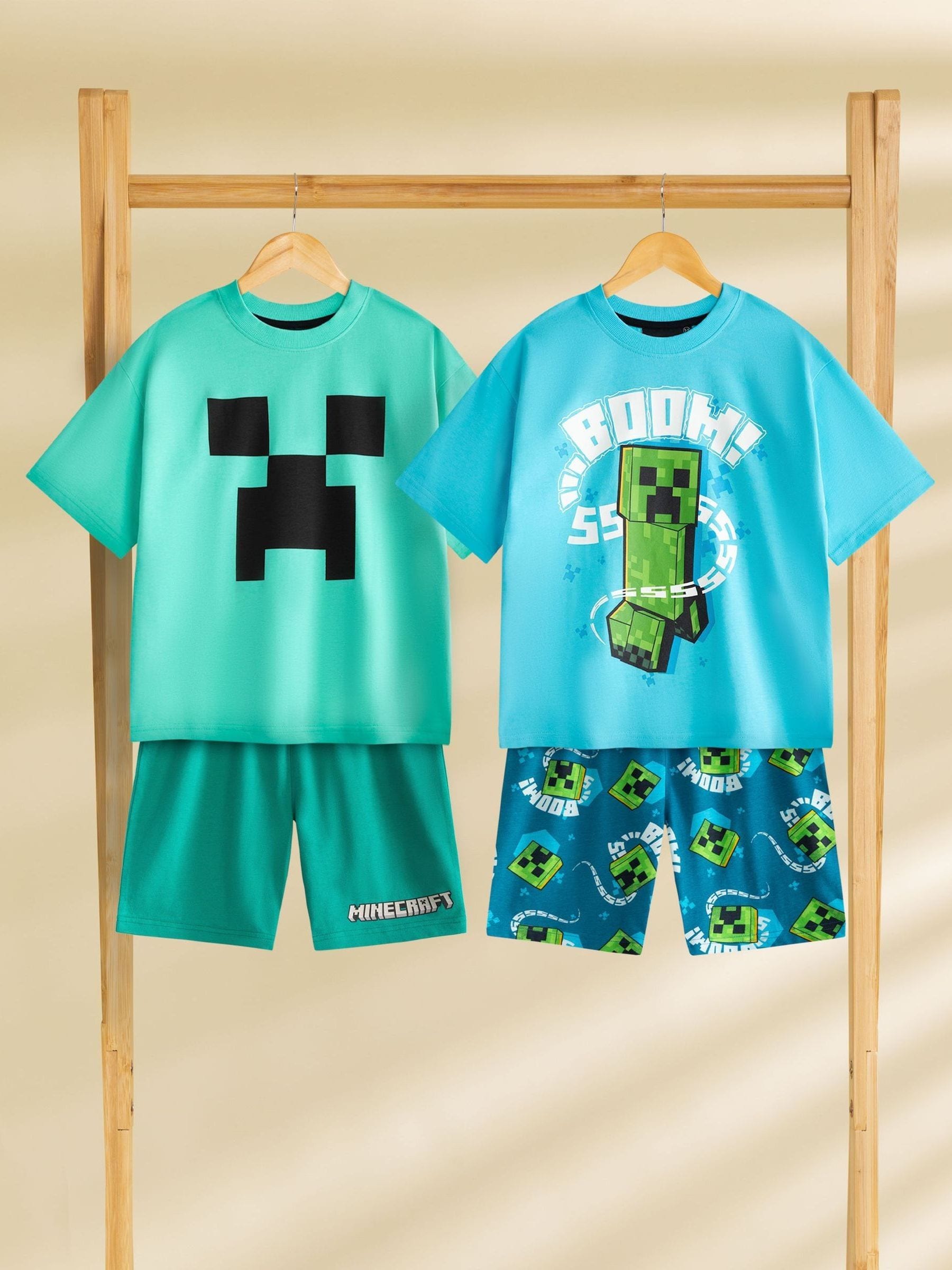 Dsiney Kidz - Vanilla Underground Blue Minecraft Short Sleeve Short Leg Pyjamas Set 2 Pack image 1