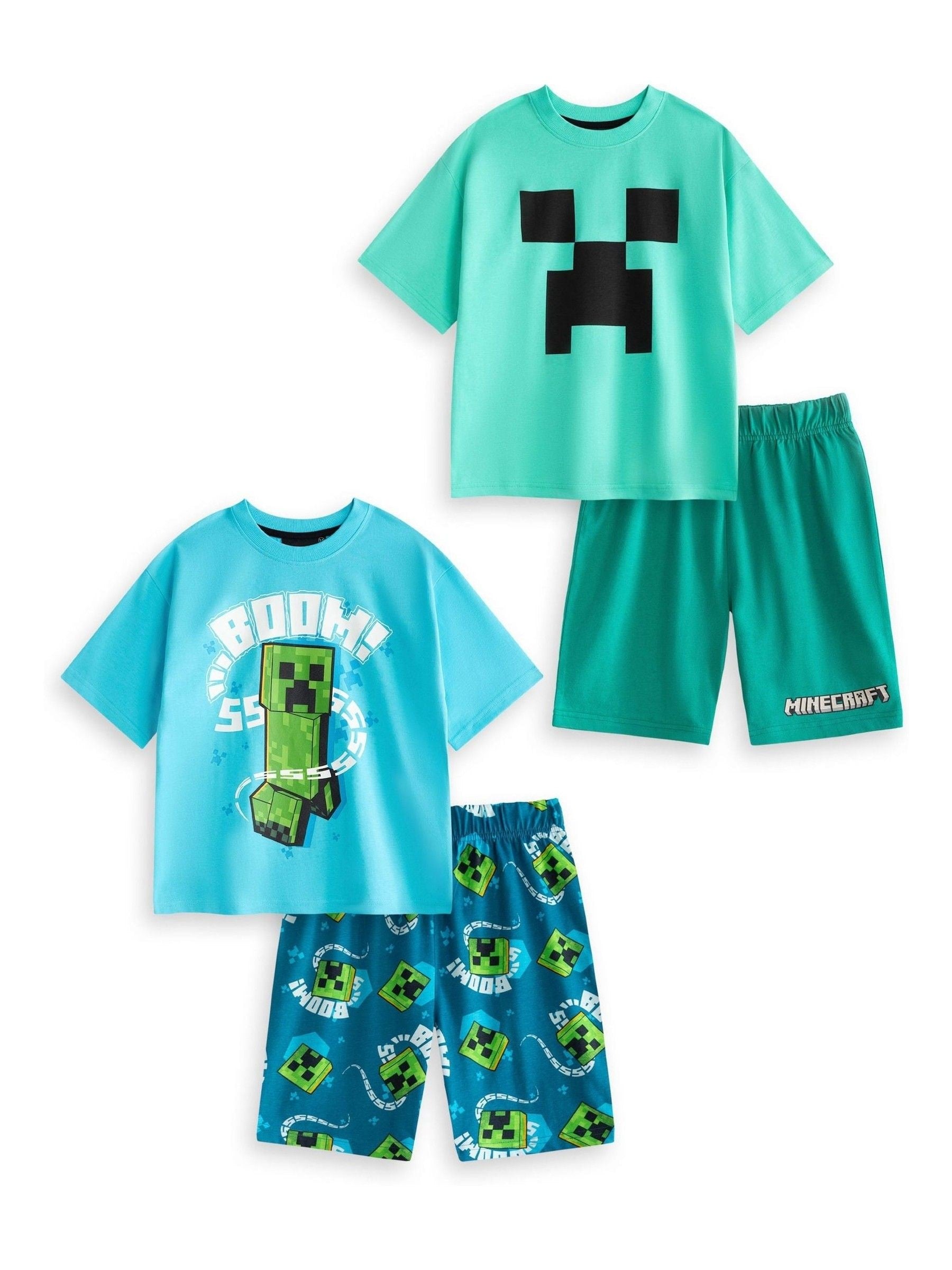 Dsiney Kidz - Vanilla Underground Blue Minecraft Short Sleeve Short Leg Pyjamas Set 2 Pack image 2
