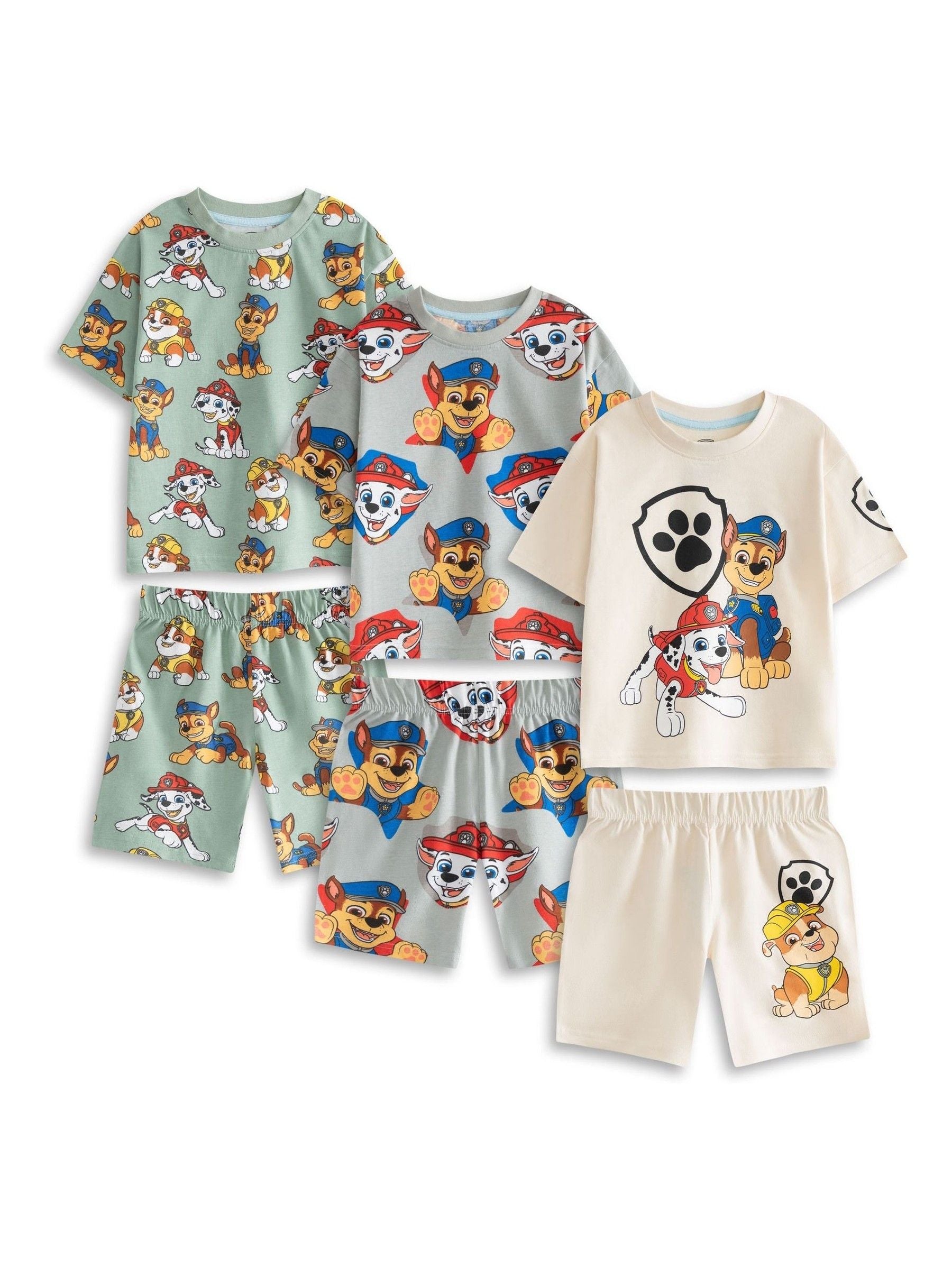 Dsiney Kidz - Vanilla Underground Grey Paw Patrol Multicoloured Multi Character Multi-Pack of 2 Short Sleeve Short Leg Pyjama Set image 2