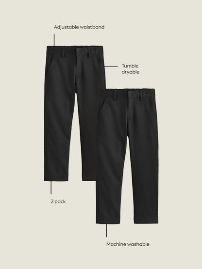 Dsiney Kidz - Black Straight Leg School Trousers 2 Pack (3-17yrs) image 4