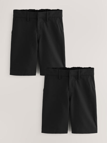 Dsiney Kidz - Black 2 Pack Flat Front School Shorts (3-14yrs) image 1