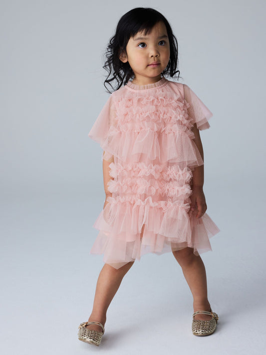 smALLSAINTS Light Pink Frill Mesh Younger Dress image 2