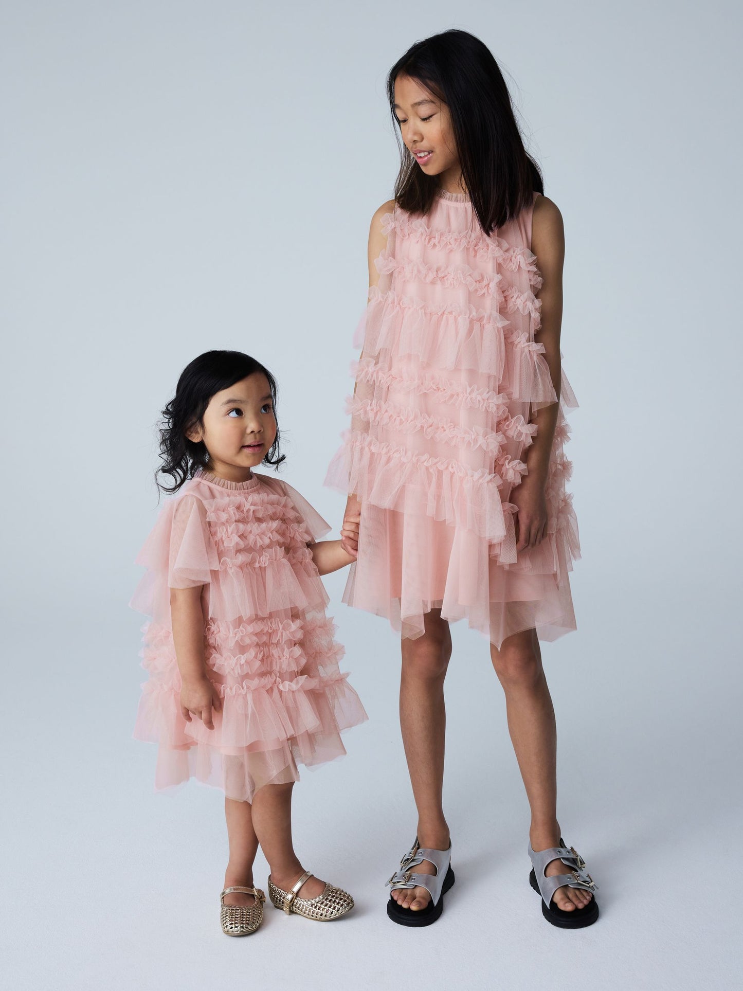 smALLSAINTS Light Pink Frill Mesh Younger Dress image 3