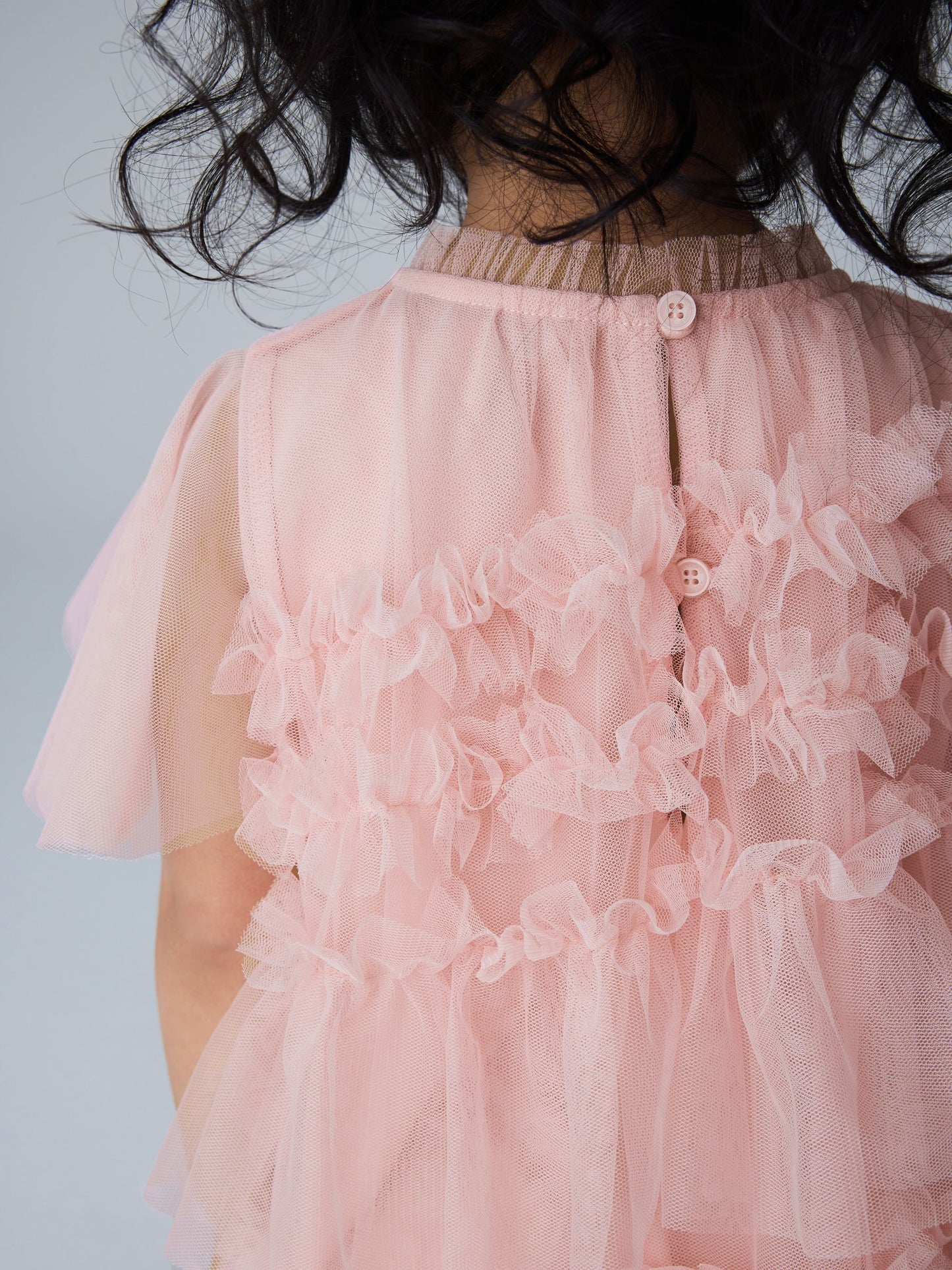 smALLSAINTS Light Pink Frill Mesh Younger Dress image 5