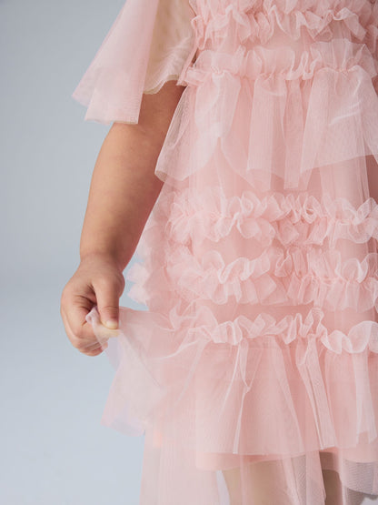 smALLSAINTS Light Pink Frill Mesh Younger Dress image 6