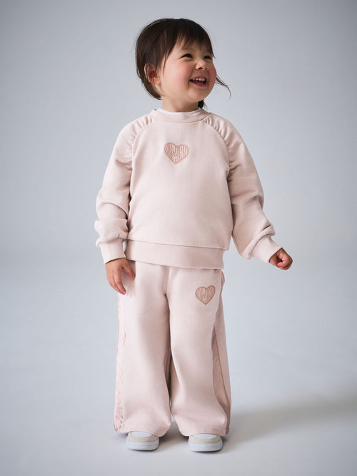 smALLSAINTS Light Pink Lover Sweatshirt and Wide Leg Joggers Younger Set image 1