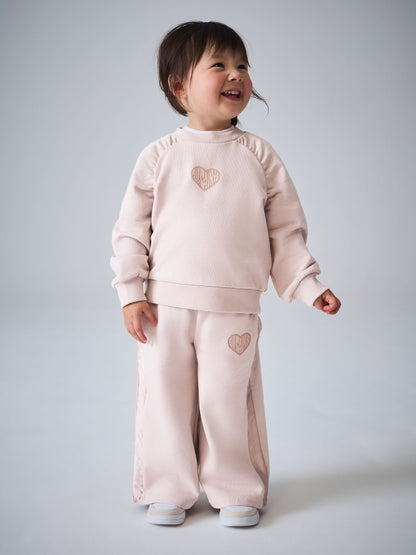 smALLSAINTS Light Pink Lover Sweatshirt and Wide Leg Joggers Younger Set image 1