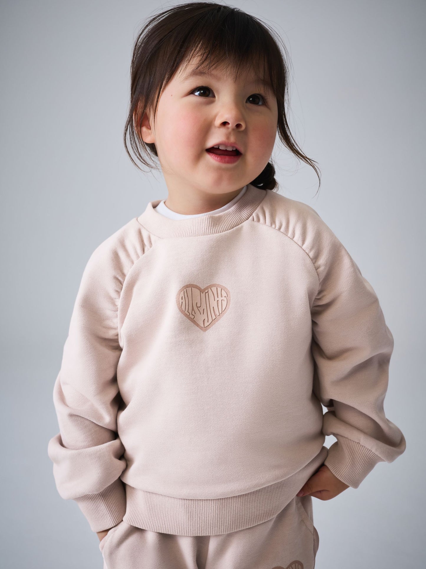 smALLSAINTS Light Pink Lover Sweatshirt and Wide Leg Joggers Younger Set image 3