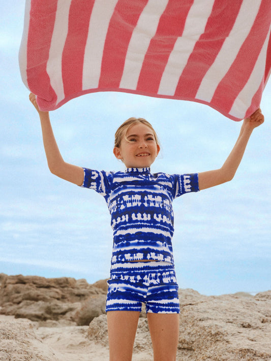Dsiney Kidz - Blue Tie Dye Sunsafe Rash Vest And Shorts Swim Set (3-16yrs) image 2