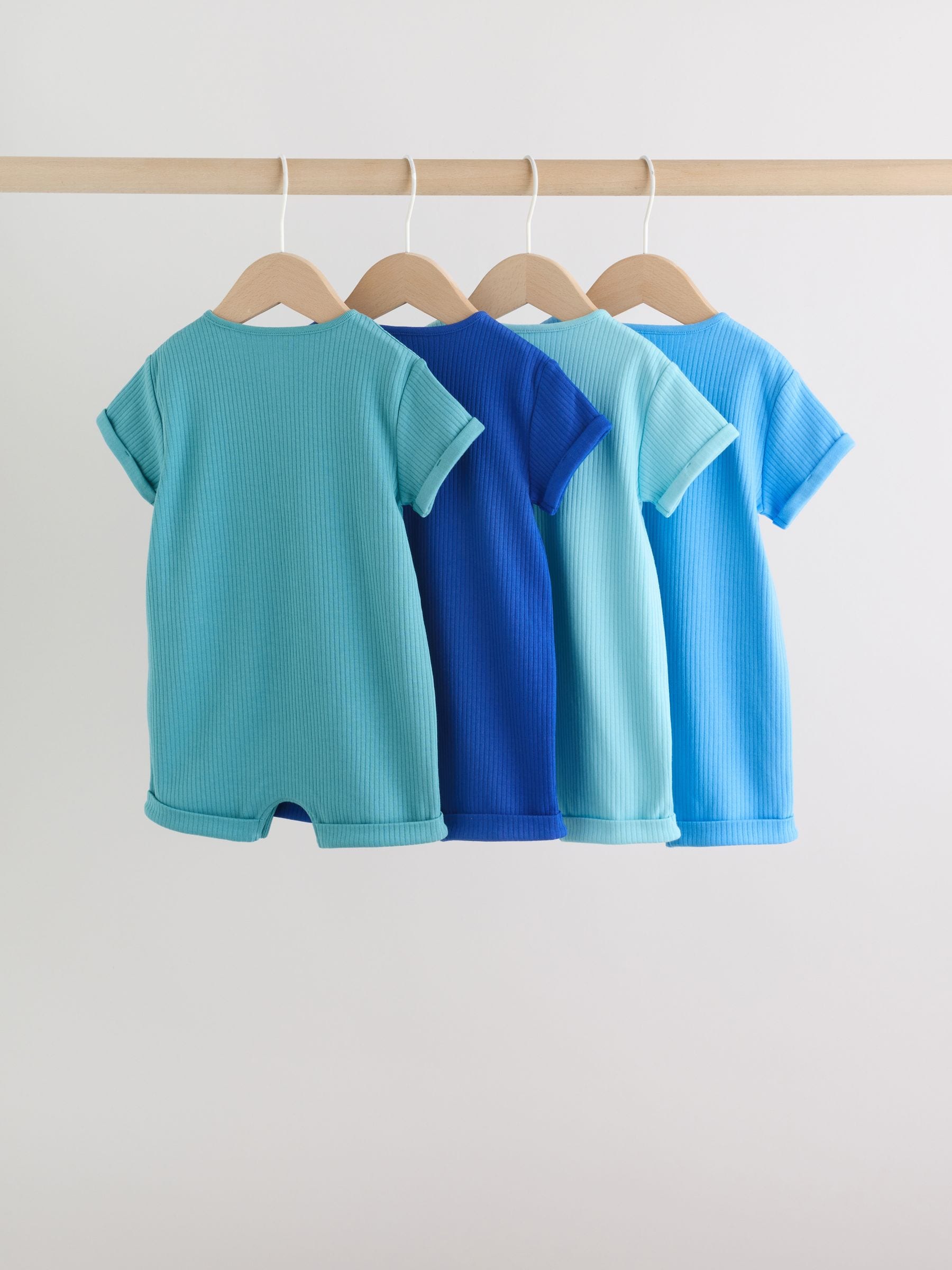 Green Grandad Button Neck Baby Rompers 4 Pack image 2