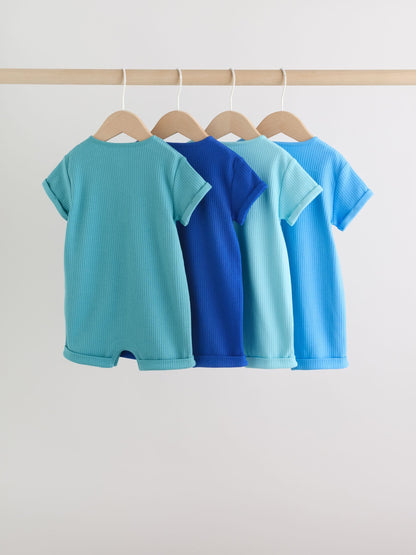 Green Grandad Button Neck Baby Rompers 4 Pack image 2