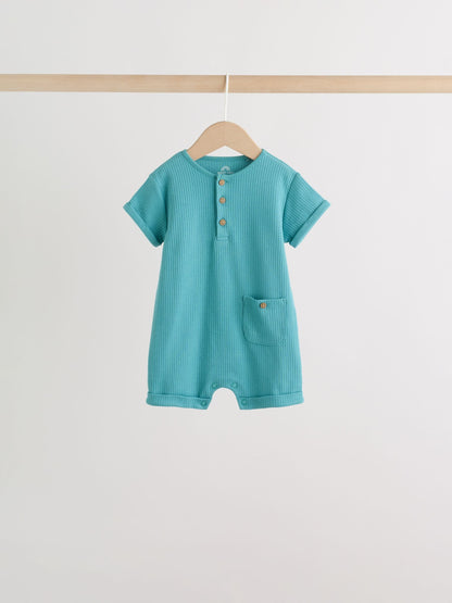 Green Grandad Button Neck Baby Rompers 4 Pack image 3