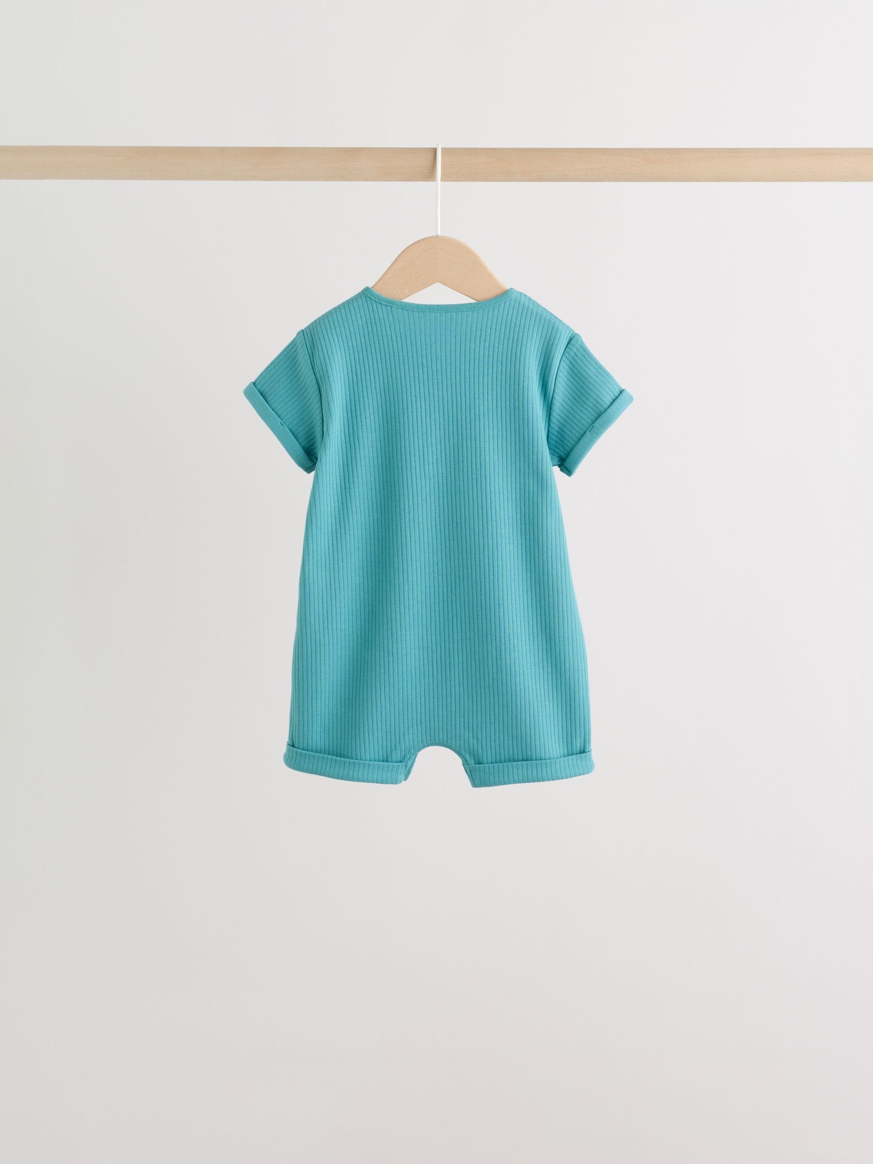 Green Grandad Button Neck Baby Rompers 4 Pack image 4