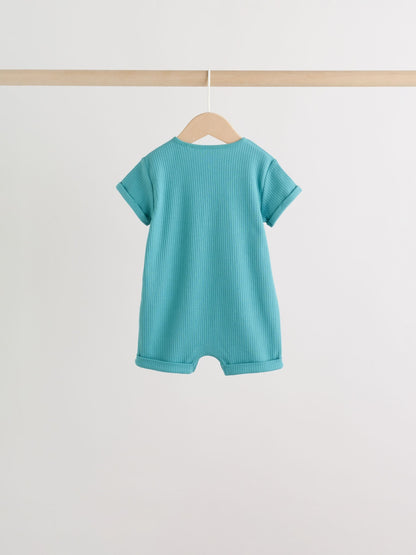 Green Grandad Button Neck Baby Rompers 4 Pack image 4