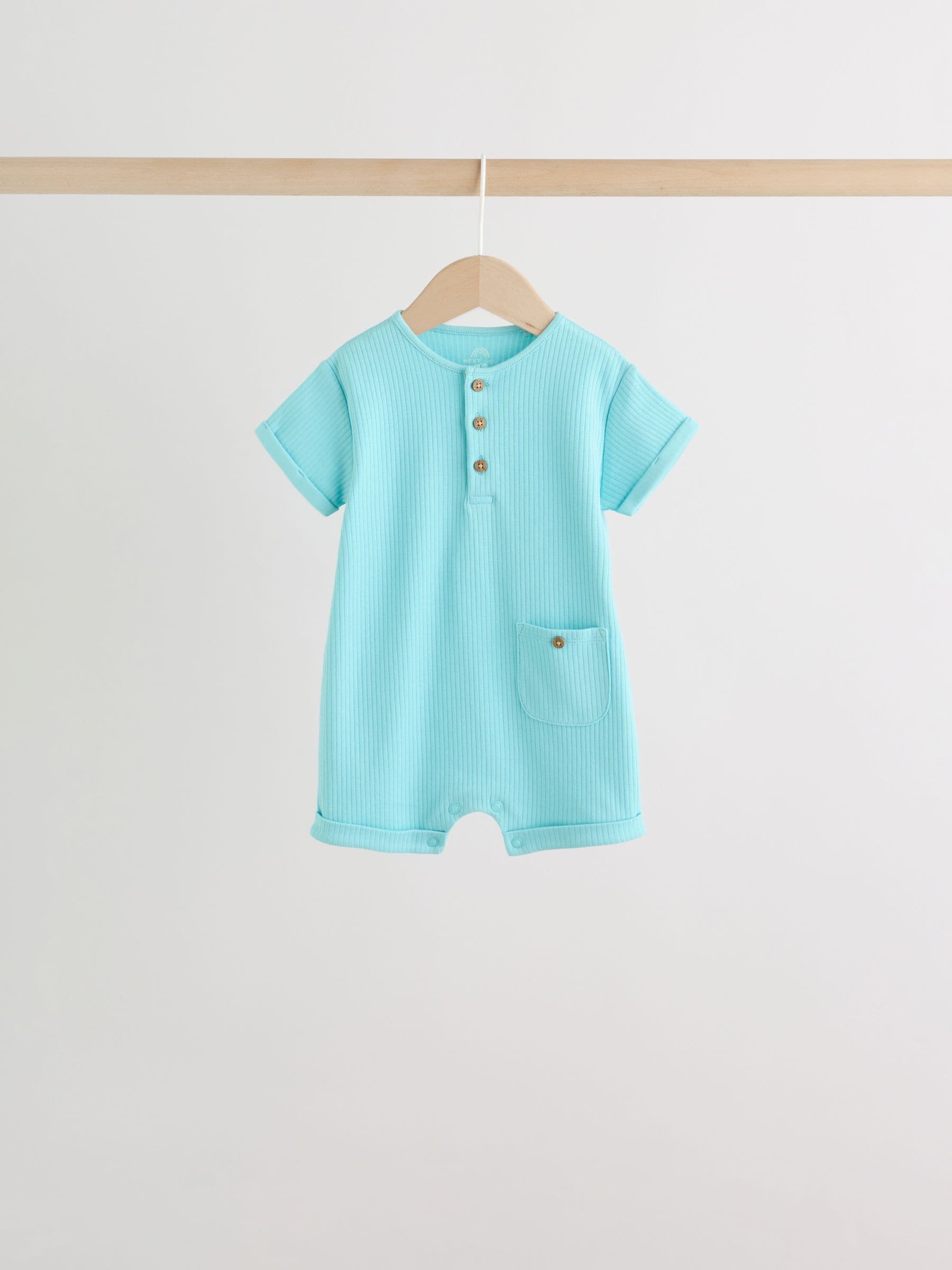 Green Grandad Button Neck Baby Rompers 4 Pack image 5