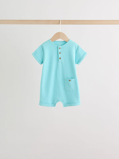 Green Grandad Button Neck Baby Rompers 4 Pack image 5