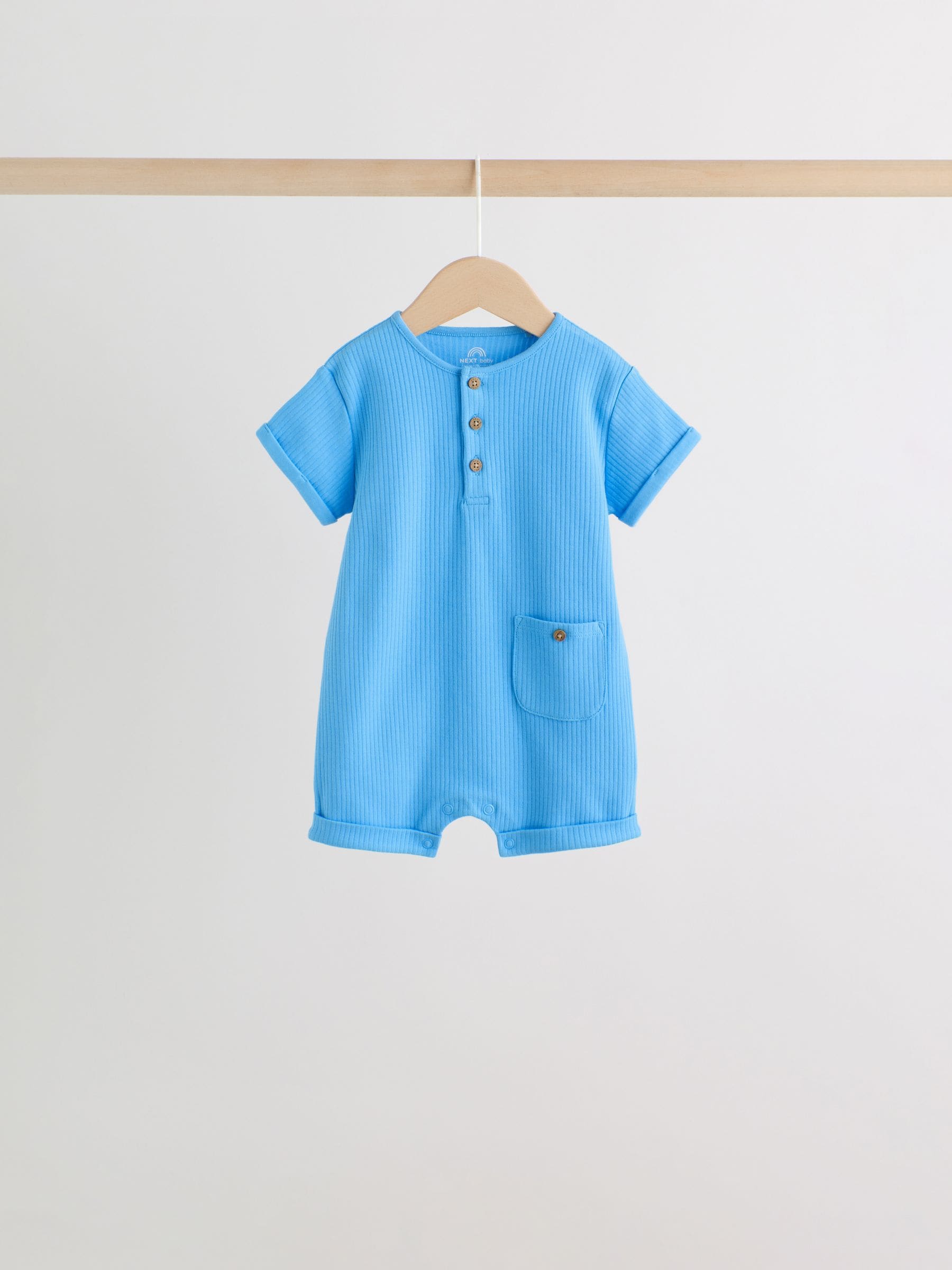 Green Grandad Button Neck Baby Rompers 4 Pack image 6