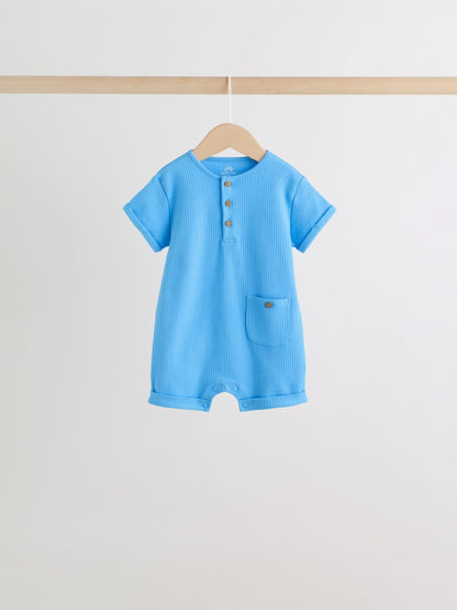 Green Grandad Button Neck Baby Rompers 4 Pack image 6