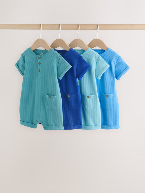 Green Grandad Button Neck Baby Rompers 4 Pack image 1