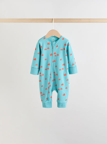 Multi Two Way Zip Baby Sleepsuit 5 Pack (0mths-3yrs) image 4