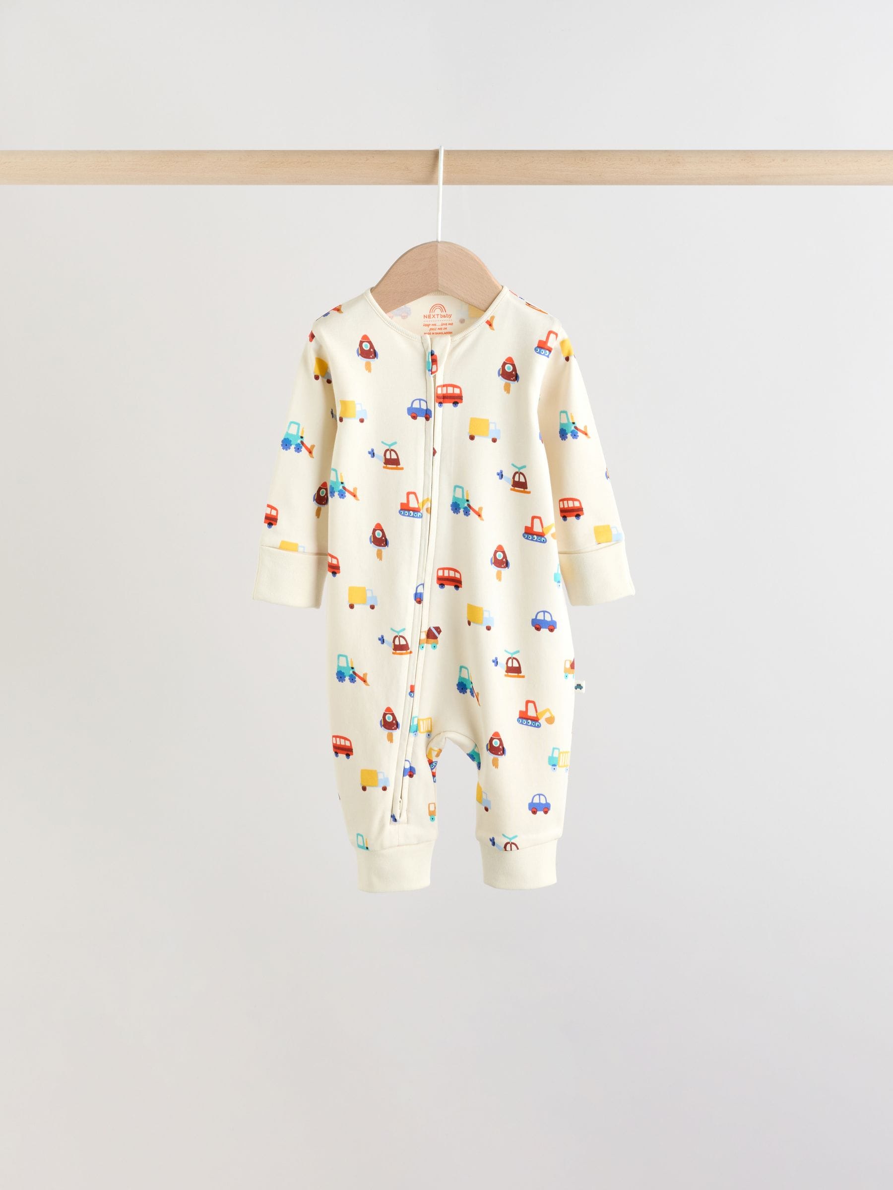 Multi Two Way Zip Baby Sleepsuit 5 Pack (0mths-3yrs) image 7