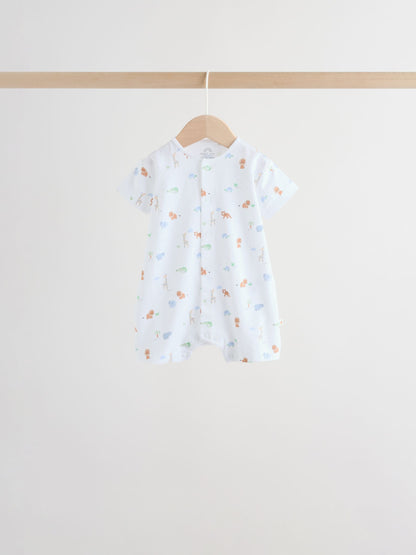 Green Blue Safari Animal Jersey Baby Rompers 4 Pack image 4