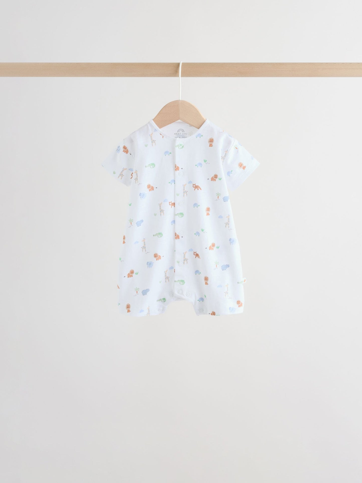Green Blue Safari Animal Jersey Baby Rompers 4 Pack image 8