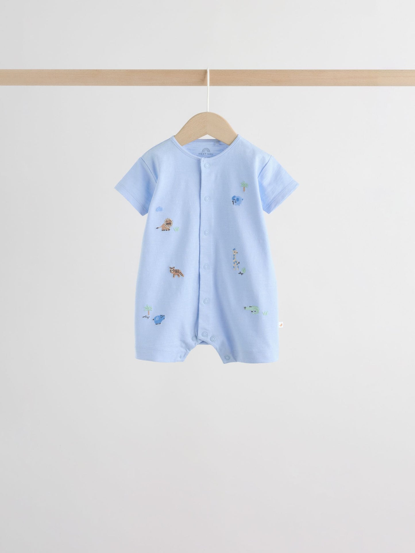 Green Blue Safari Animal Jersey Baby Rompers 4 Pack image 5