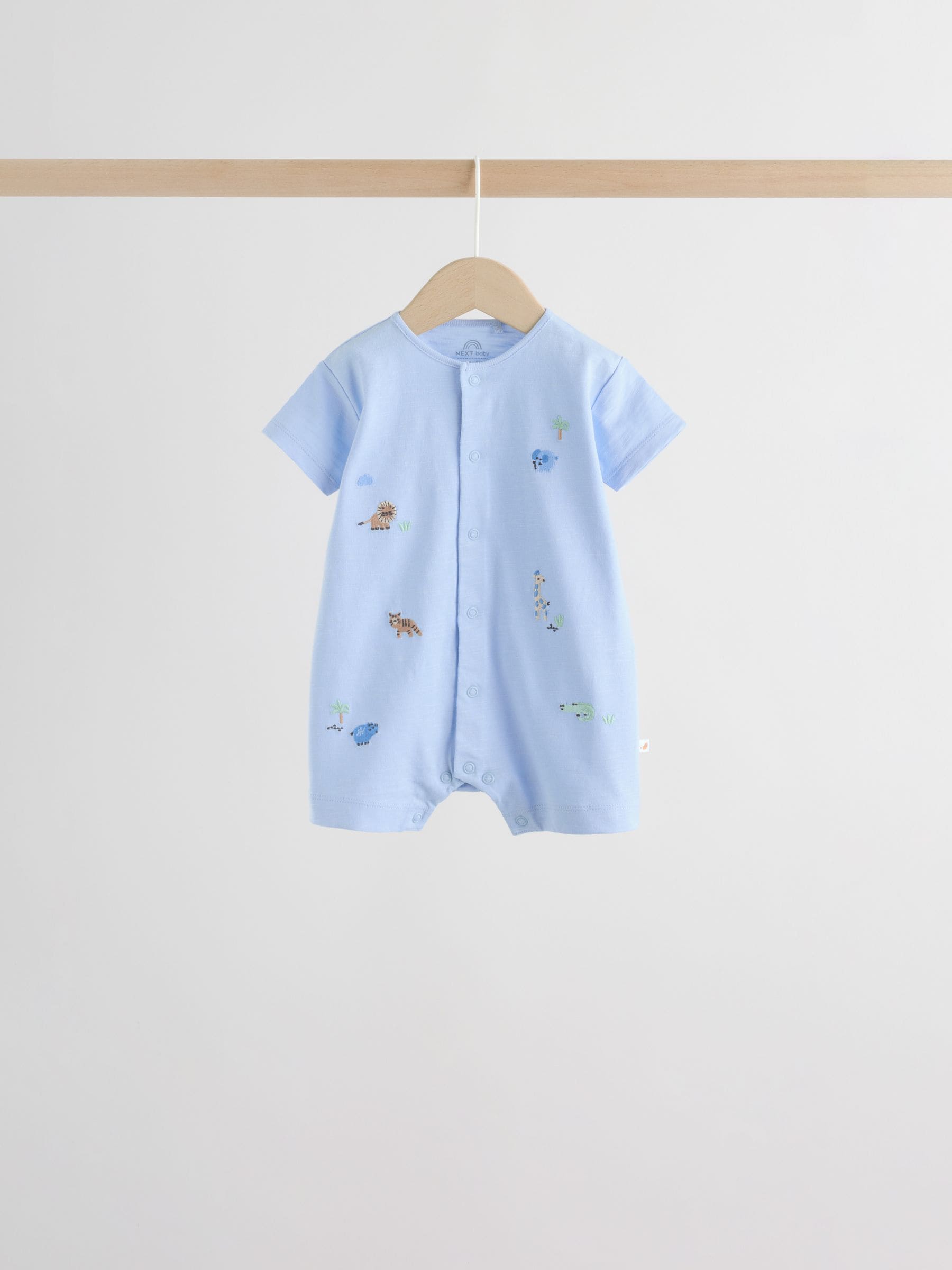 Green Blue Safari Animal Jersey Baby Rompers 4 Pack image 9