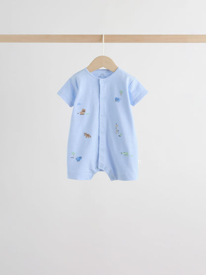 Green Blue Safari Animal Jersey Baby Rompers 4 Pack image 9