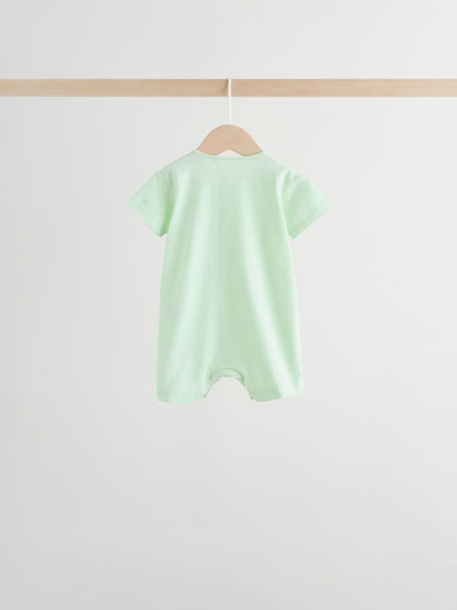 Green Blue Safari Animal Jersey Baby Rompers 4 Pack image 7