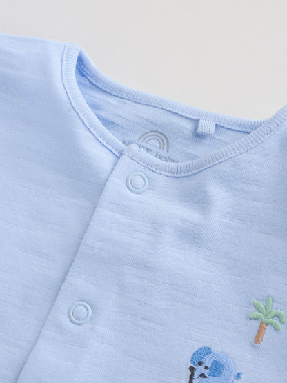 Green Blue Safari Animal Jersey Baby Rompers 4 Pack image 8